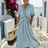 Aurián | Vestido midi com decote em V e cintura franzida
