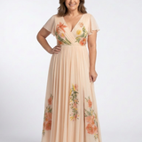 Helena | Vestido maxi com flores e decote em V