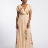 Helena | Vestido maxi com flores e decote em V