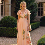 Helena | Vestido maxi com flores e decote em V