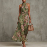 Milene | Vestido midi com decote halter