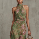 Milene | Vestido midi com decote halter