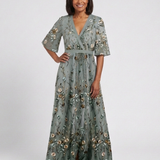 Élodie | Vestido maxi com bordado e decote em V