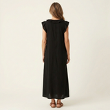 Joset | Vestido maxi de linho com renda em V