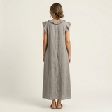 Joset | Vestido maxi de linho com renda em V