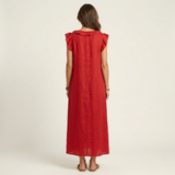 Joset | Vestido maxi de linho com renda em V