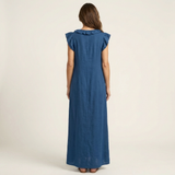Joset | Vestido maxi de linho com renda em V