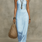 Emília | Elegante vestido longo em cor de areia