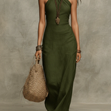 Emília | Elegante vestido longo em cor de areia