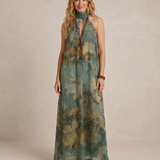 Flora - Maxi vestido de chiffon com padrão floral boho