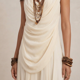 Clara - Vestido maxi com volantes em cor creme