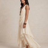 Clara - Vestido maxi com volantes em cor creme
