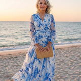 Manon | Vestido maxi de mangas longas com padrão floral